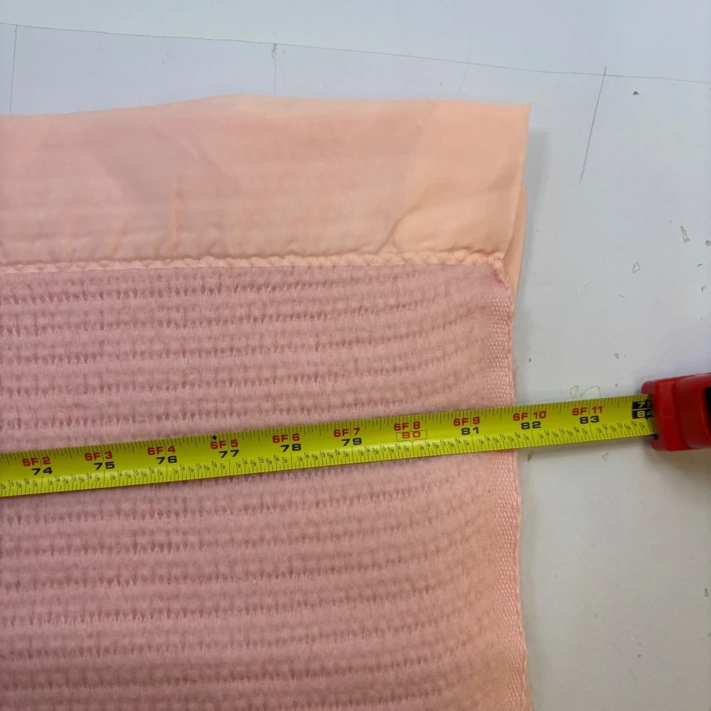 Vtg Baby Pink Thermal Waffle Knit Blanket Satin Trim Edge Full Queen 82x84 - Picture 7 of 8